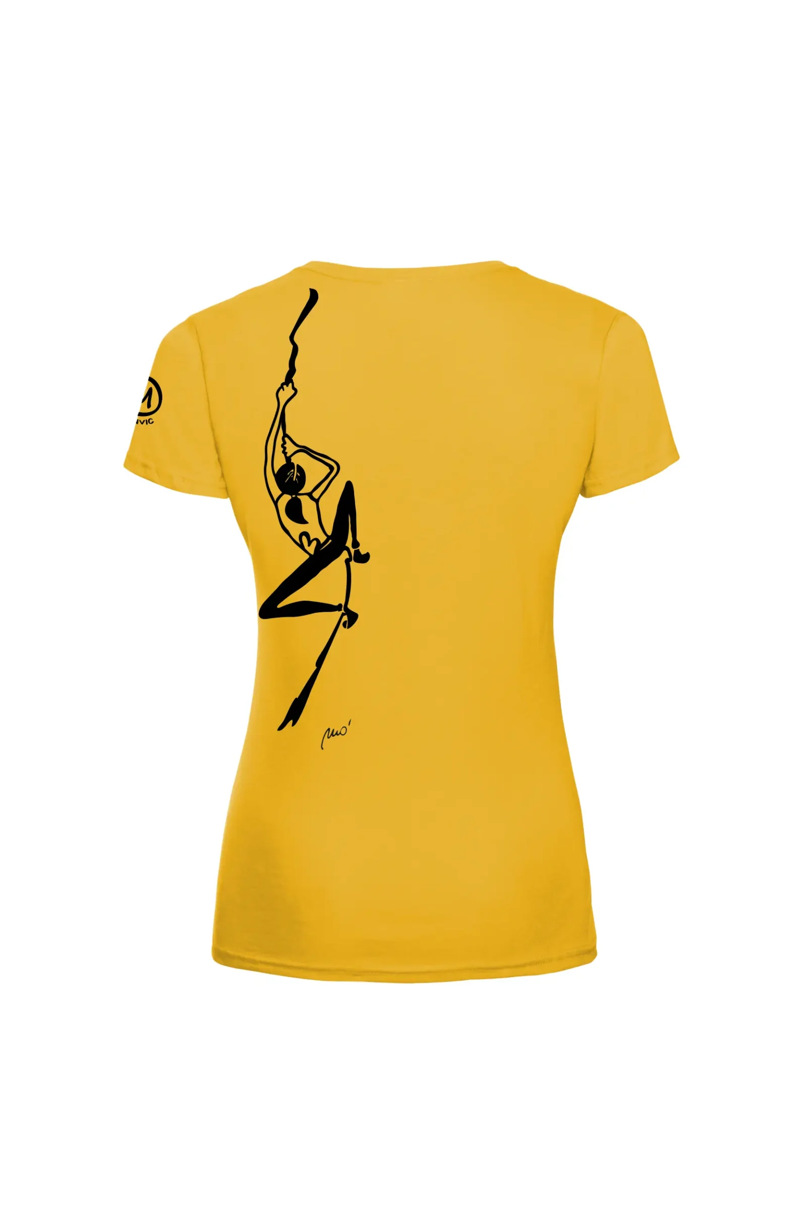 Women's climbing t-shirt - yellow cotton - "Sabry" graphic - SHARON by MONVIC