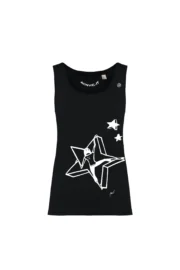 Top arrampicata donna cotone organico nero - grafica "Azi" KOKO ORGANIC by MONVIC