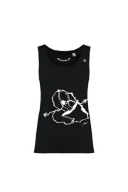 Women's climbing top - black organic cotton - "Heart of rock" KOKO ORGANIC by MONVIC