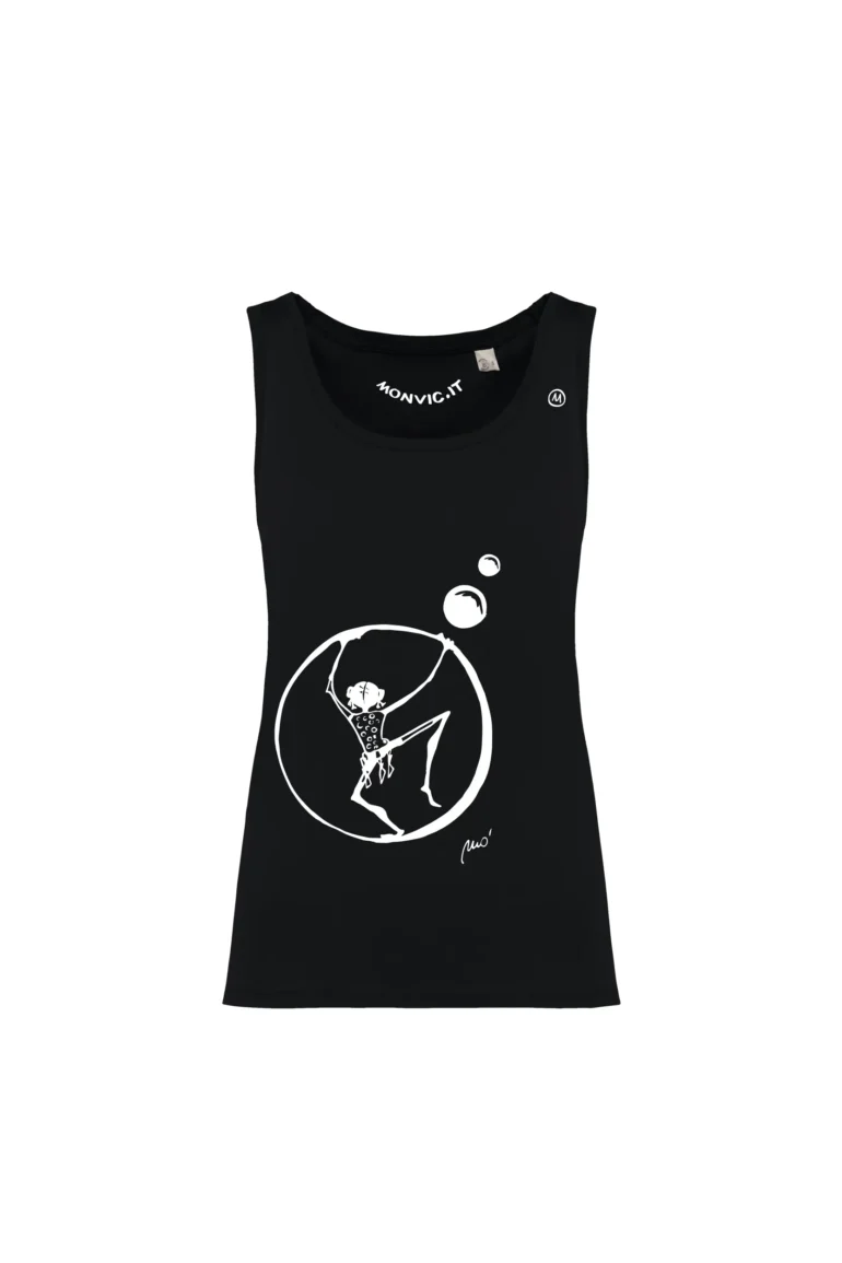 Women's climbing tank top - black organic cotton - "Virgy" KOKO ORGANIC by MONVIC