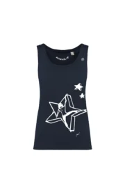 Top arrampicata donna cotone organico blu navy - grafica "Azi" KOKO ORGANIC by MONVIC