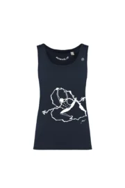 Women's climbing top - navy blue organic cotton - "Heart of rock" KOKO ORGANIC by MONVIC