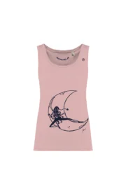 Haut d'escalade femme - coton bio rose - graphisme "Lune" - KOKO ORGANIC by MONVIC