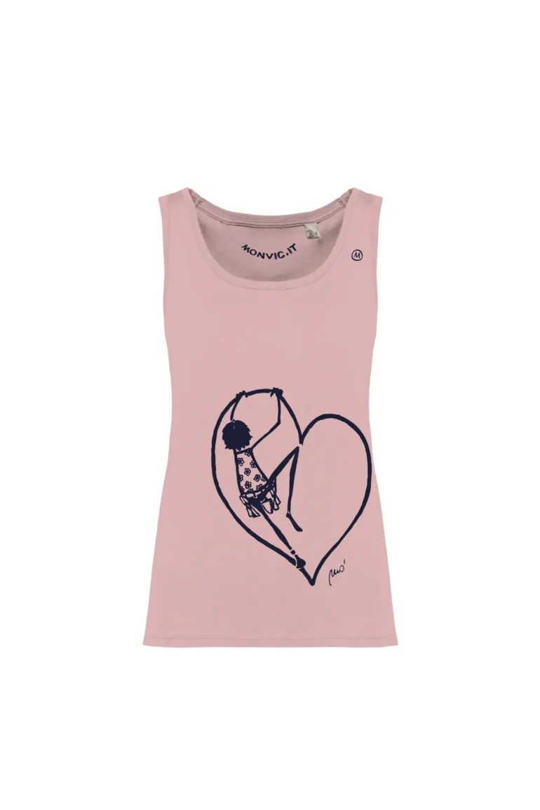 Canotta arrampicata donna - cotone organico rosa - grafica "Pina" - KOKO ORGANIC by MONVIC