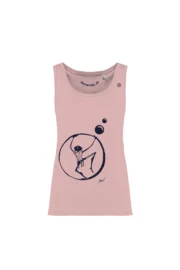 Women's climbing tank top - pink organic cotton - "Virgy" graphics - KOKO ORGANIC by MONVIC