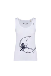 Haut d'escalade femme - coton bio blanc - graphisme "Lune" - KOKO ORGANIC by MONVIC