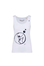 Canotta arrampicata donna - cotone organico bianco - grafica "Virgy" - KOKO ORGANIC by MONVIC