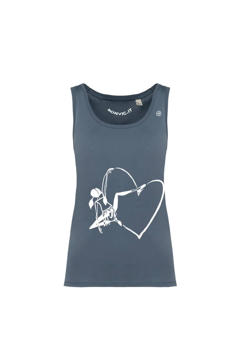 Women's climbing top - gray organic cotton - "Out" - KOKO ORGANIC by MONVIC
