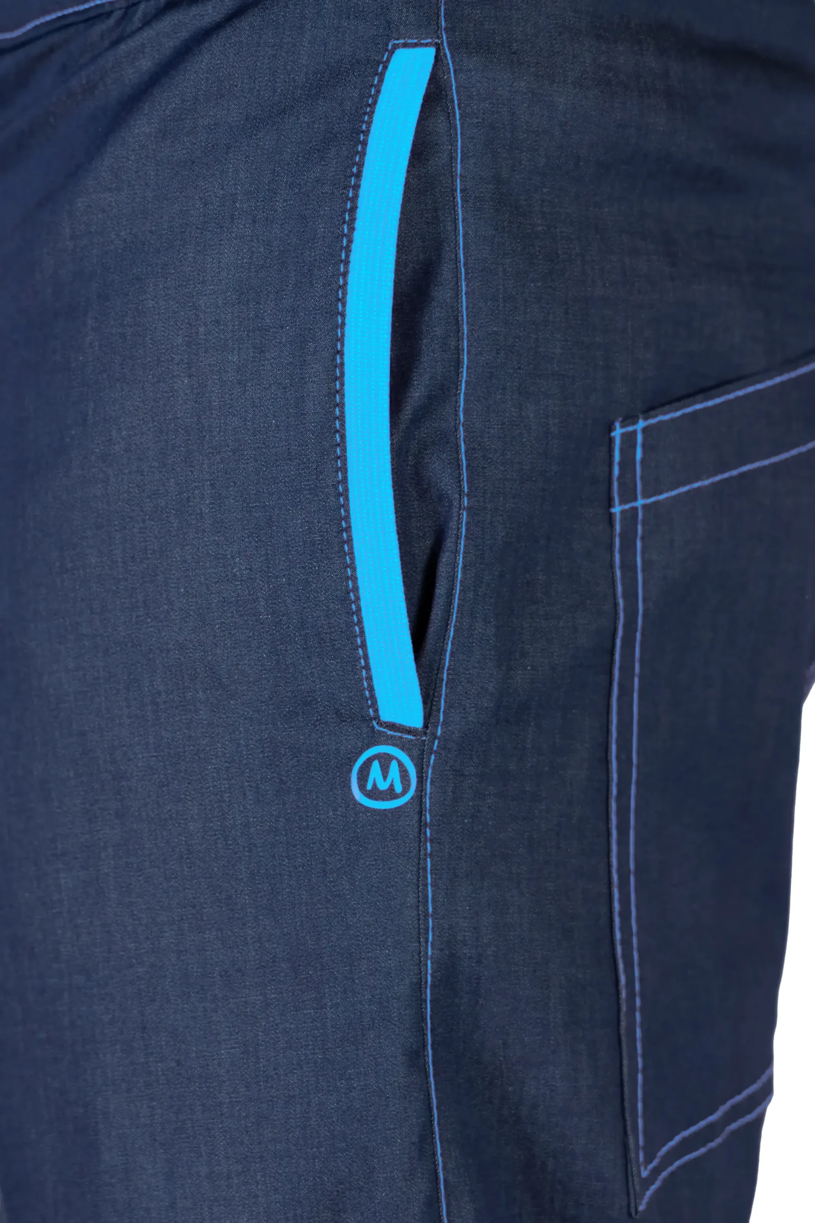 Jeans arrampicata uomo - denim - profilo e cuciture azzurre - GERONIMO Monvic
