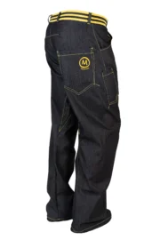 Jean d'escalade en denim taille élastique unisexe - coutures jaunes - GEO STRIPES Monvic