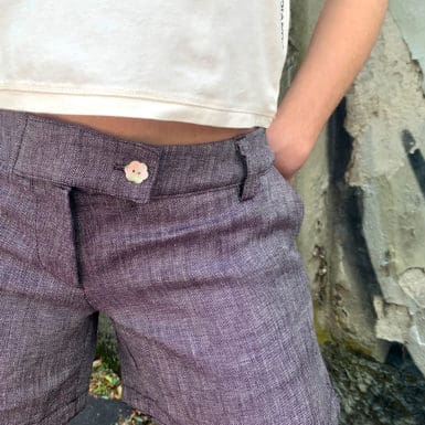 Woman's shorts - purple melange linen - STEFFY MONVIC