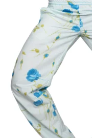 Pantalon fleuri femme - bleu clair - VIOLET Monvic