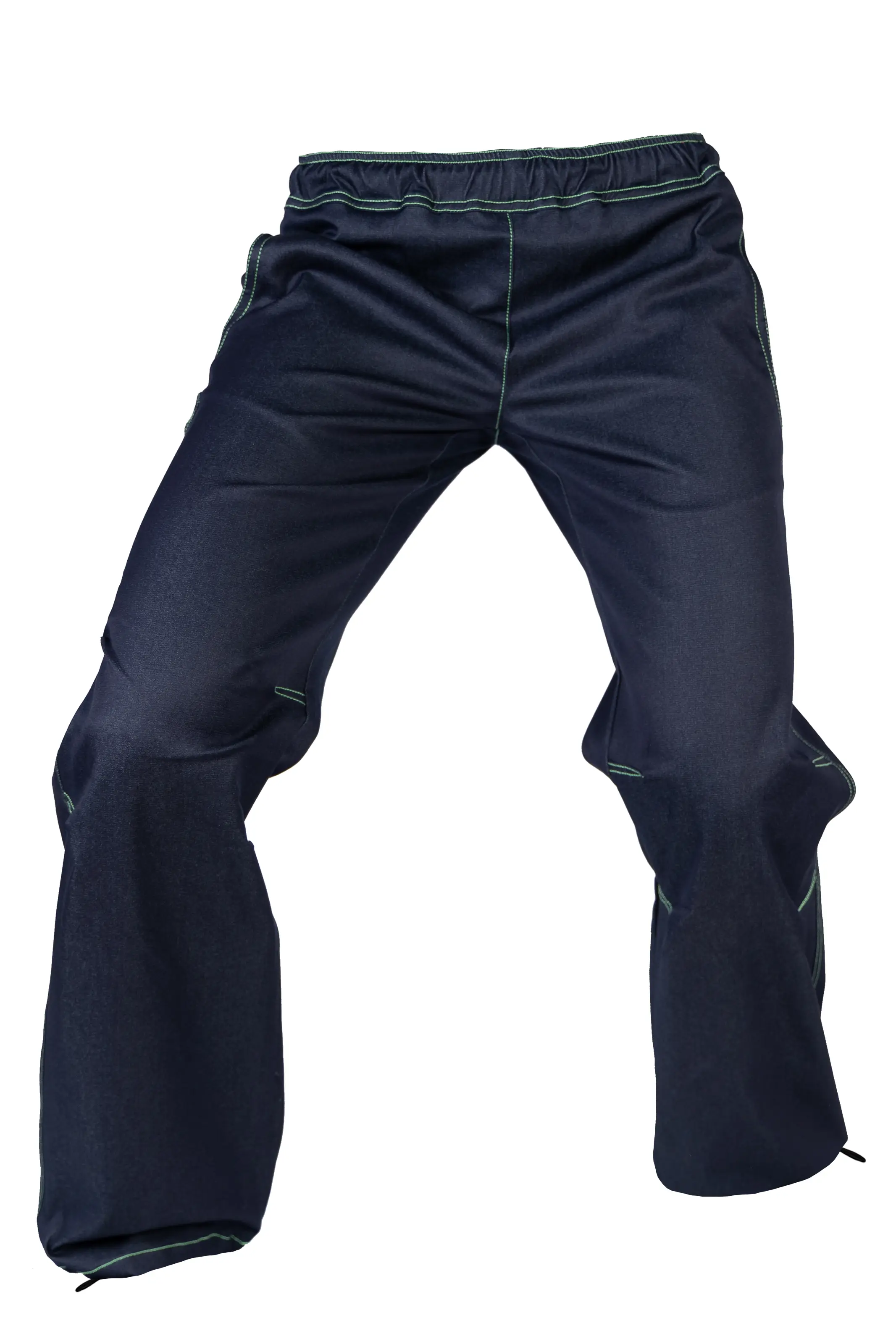 Women's denim climbing jeans trousers - green stitching - VIOLET Monvic