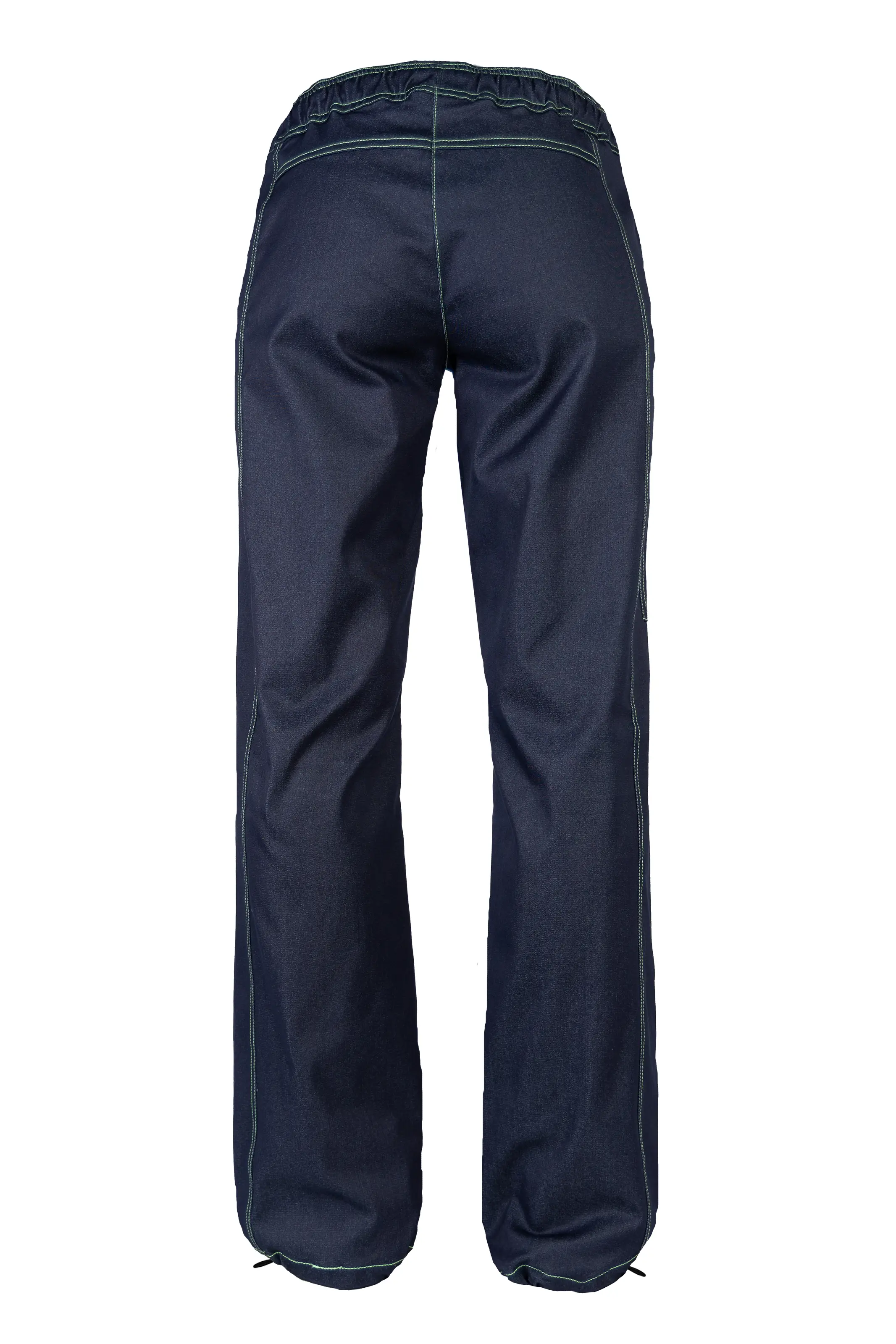 Women's denim climbing jeans trousers - green stitching - VIOLET Monvic