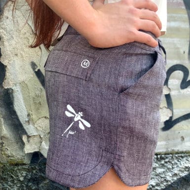 Purple melange linen shorts for woman - STEFFY MONVIC