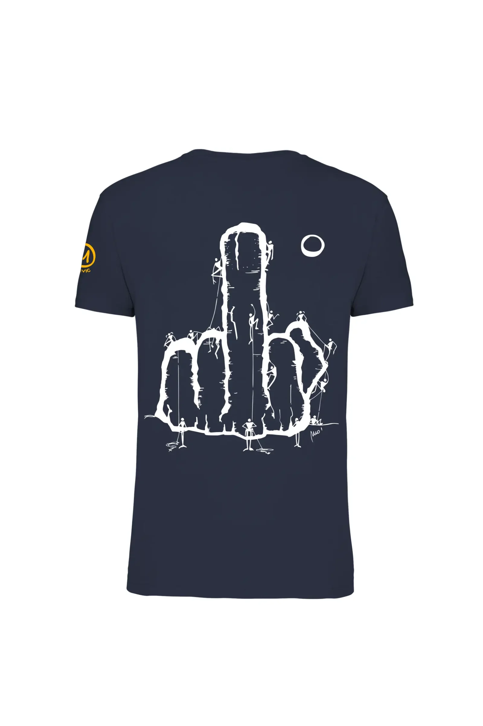 T-shirt d'escalade homme - coton bleu marine - graphisme "Fuck the System" - HASH MONVIC