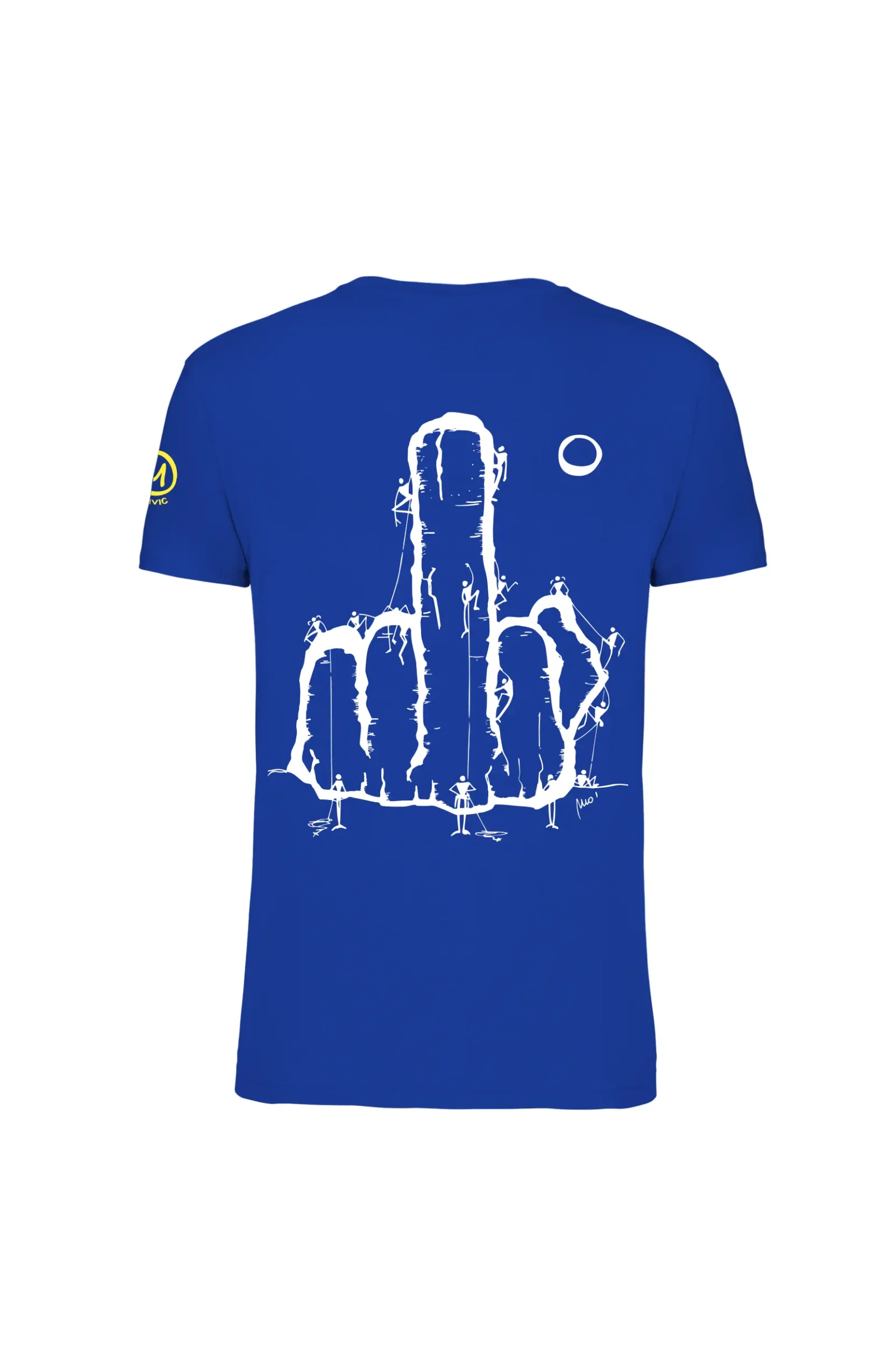 Men's climbing t-shirt - royal blue cotton - "Fuck the System" graphics - HASH MONVIC