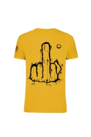 Men's climbing t-shirt - yellow cotton - "Fuck the System" graphics - HASH MONVIC