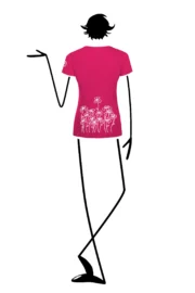 Women's climbing t-shirt - fuchsia cotton - "Trifoglini" clover graphics SHARON MONVIC