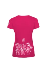 Women's climbing t-shirt - fuchsia cotton - "Trifoglini" clover graphics SHARON MONVIC