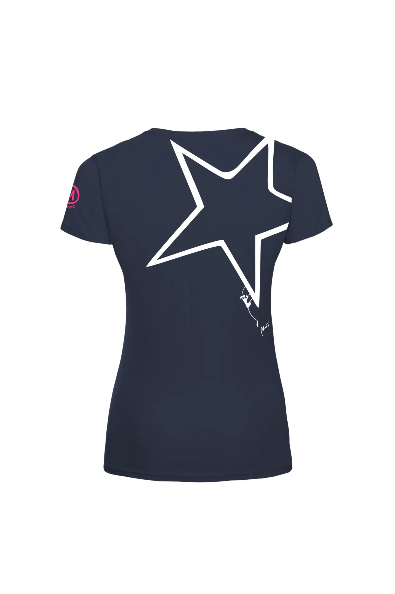 Women's climbing t-shirt - navy blue cotton - "Superstar" graphic -SHARON by MONVIC