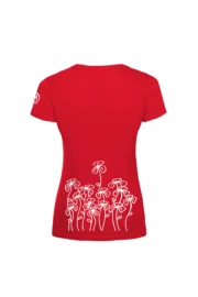 Women's climbing t-shirt - red cotton - "Trifoglini" clovers SHARON MONVIC