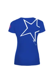 Women's climbing t-shirt - royal blue cotton - "Superstar" graphic -SHARON by MONVIC