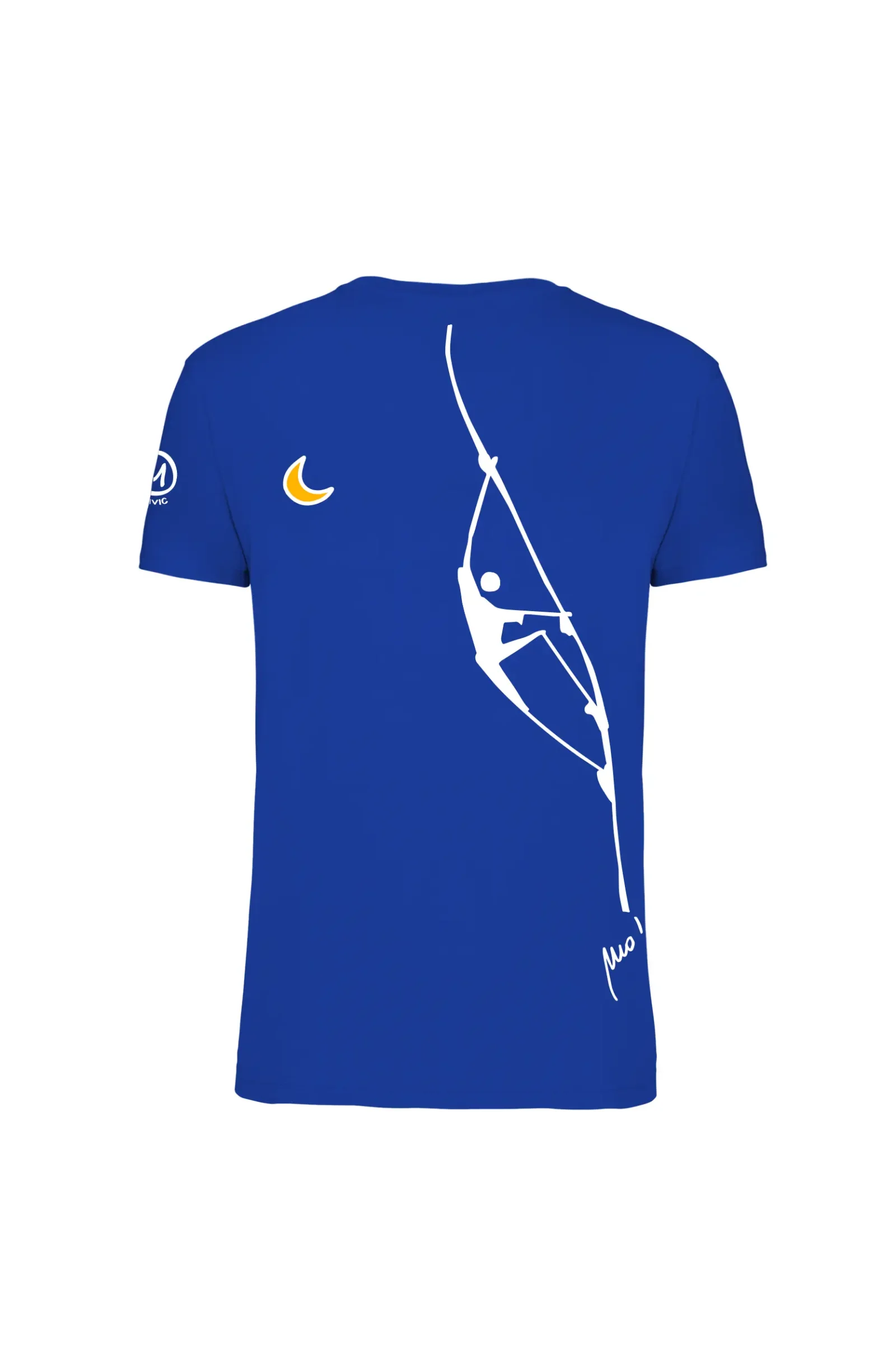 Royal blue men's t-shirt with "Teba" climbing graphics - Monvic HASH