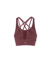 Women's burgundy sports crop top with braided straps JILL PRO Monvic