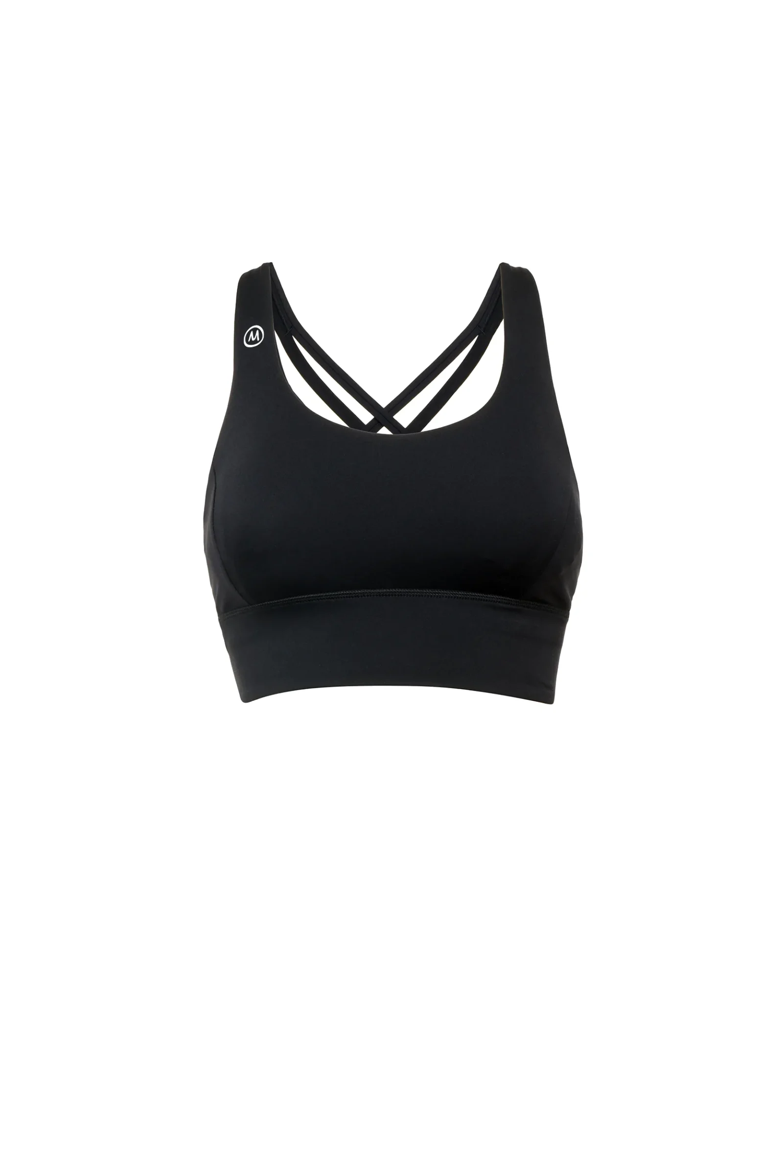 Women's black sports crop top with braided straps JILL PRO Monvic