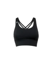 Women's black sports crop top with braided straps JILL PRO Monvic