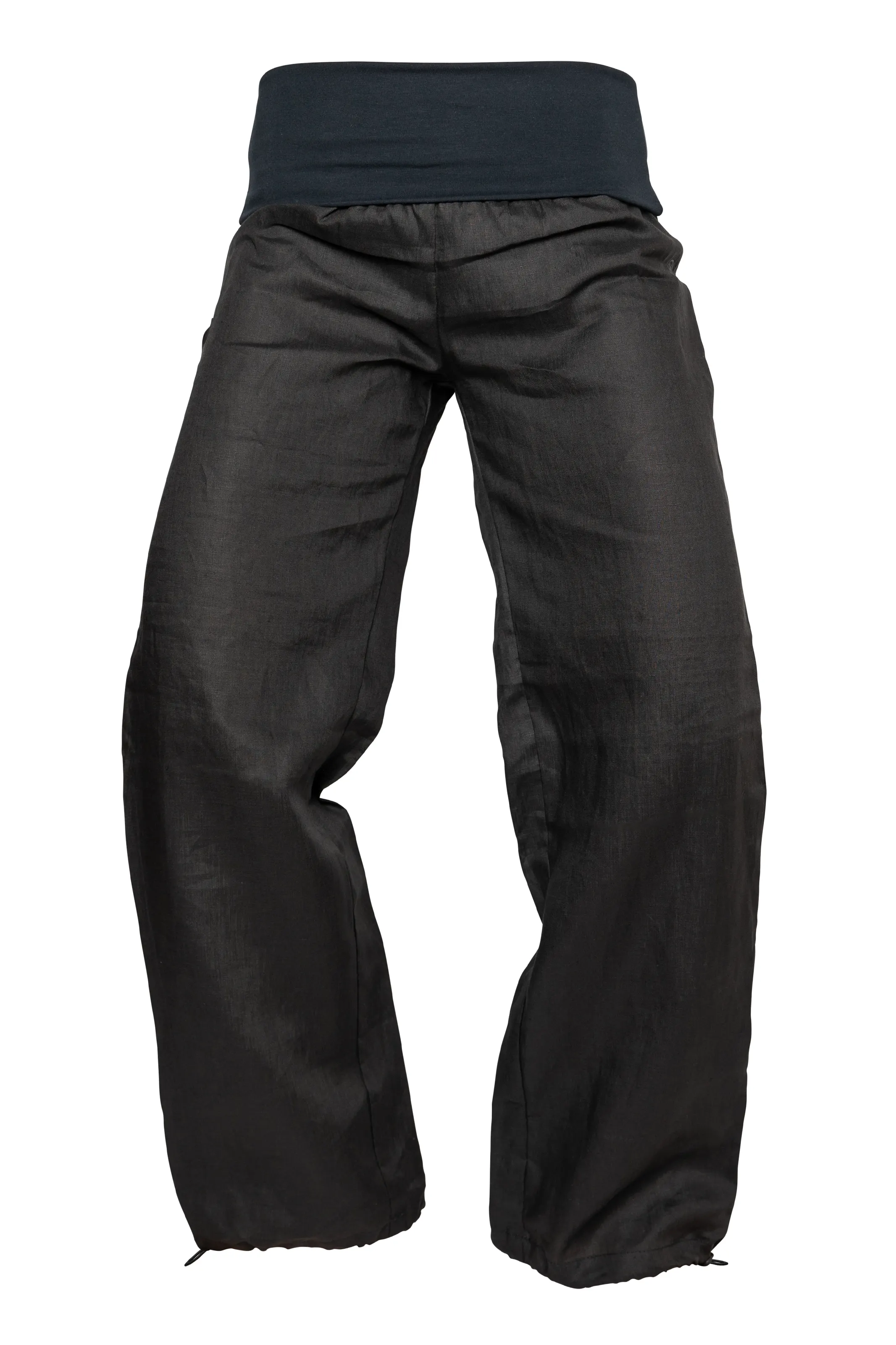 Pantalone in lino con fascia elastica in vita - donna - nero - BALZEN Monvic