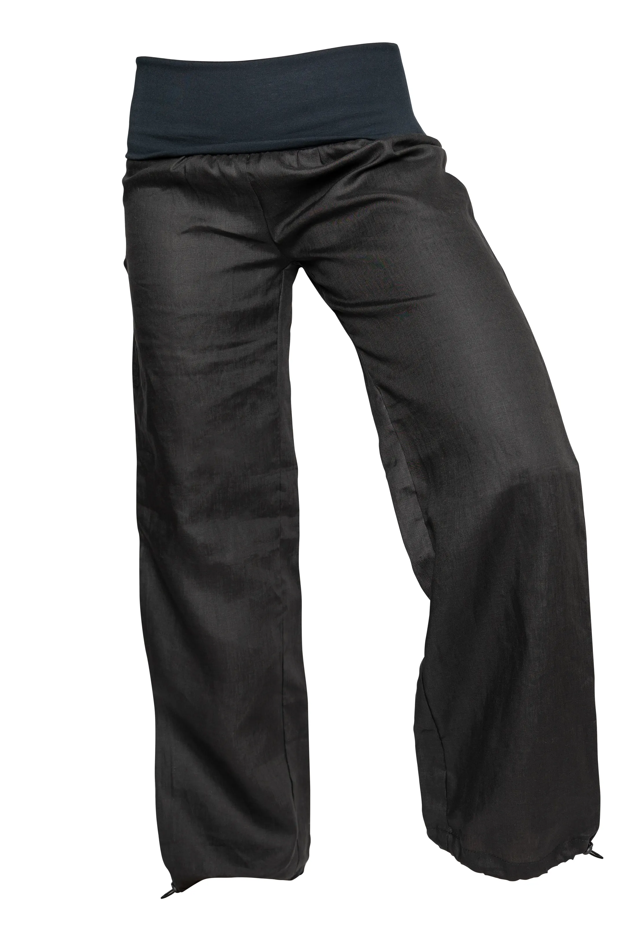 Pantalone in lino con fascia elastica in vita - donna - nero - BALZEN Monvic