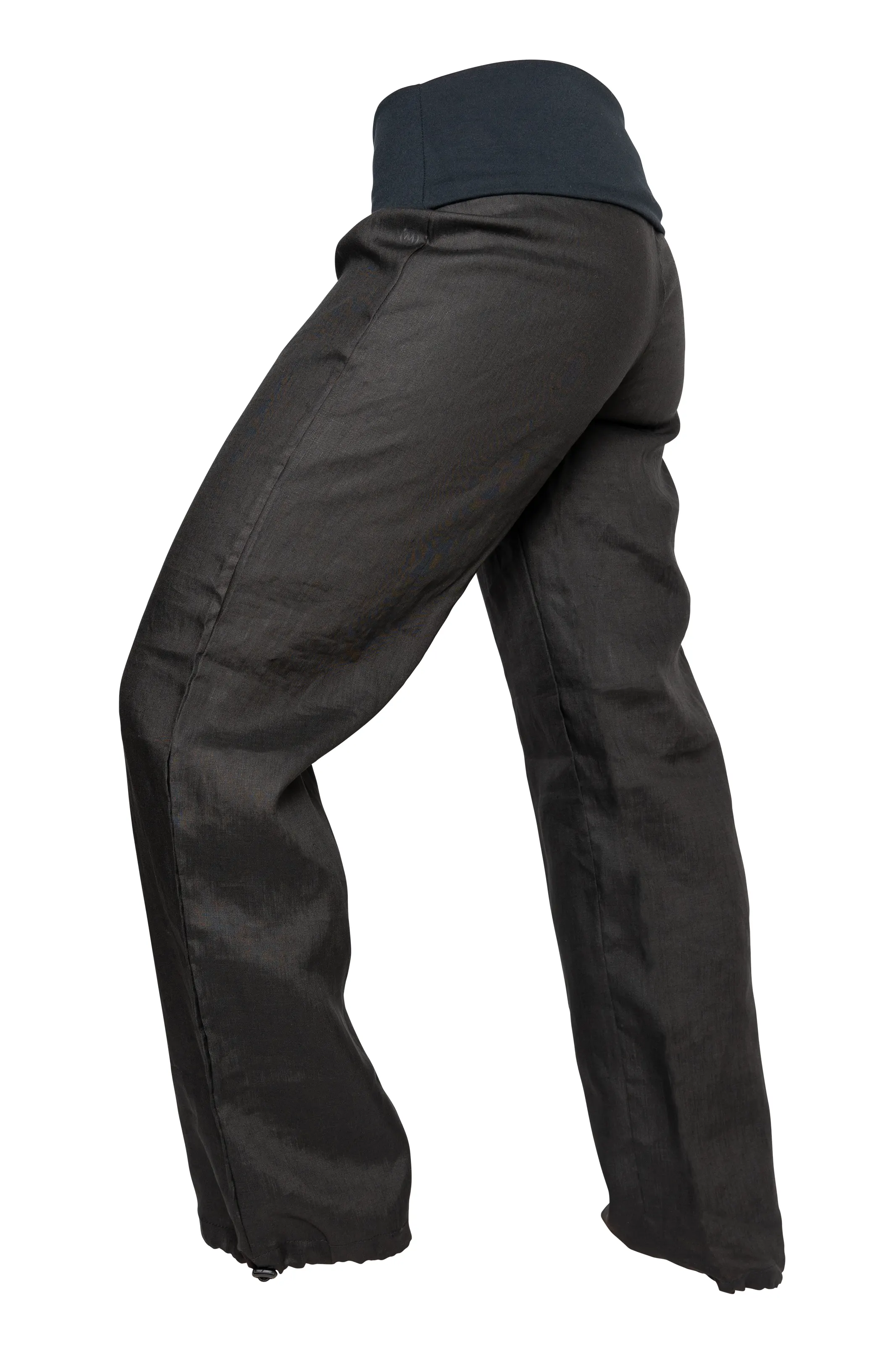 Pantalone in lino nero con fascia elastica in vita - donna - yoga - BALZEN Monvic