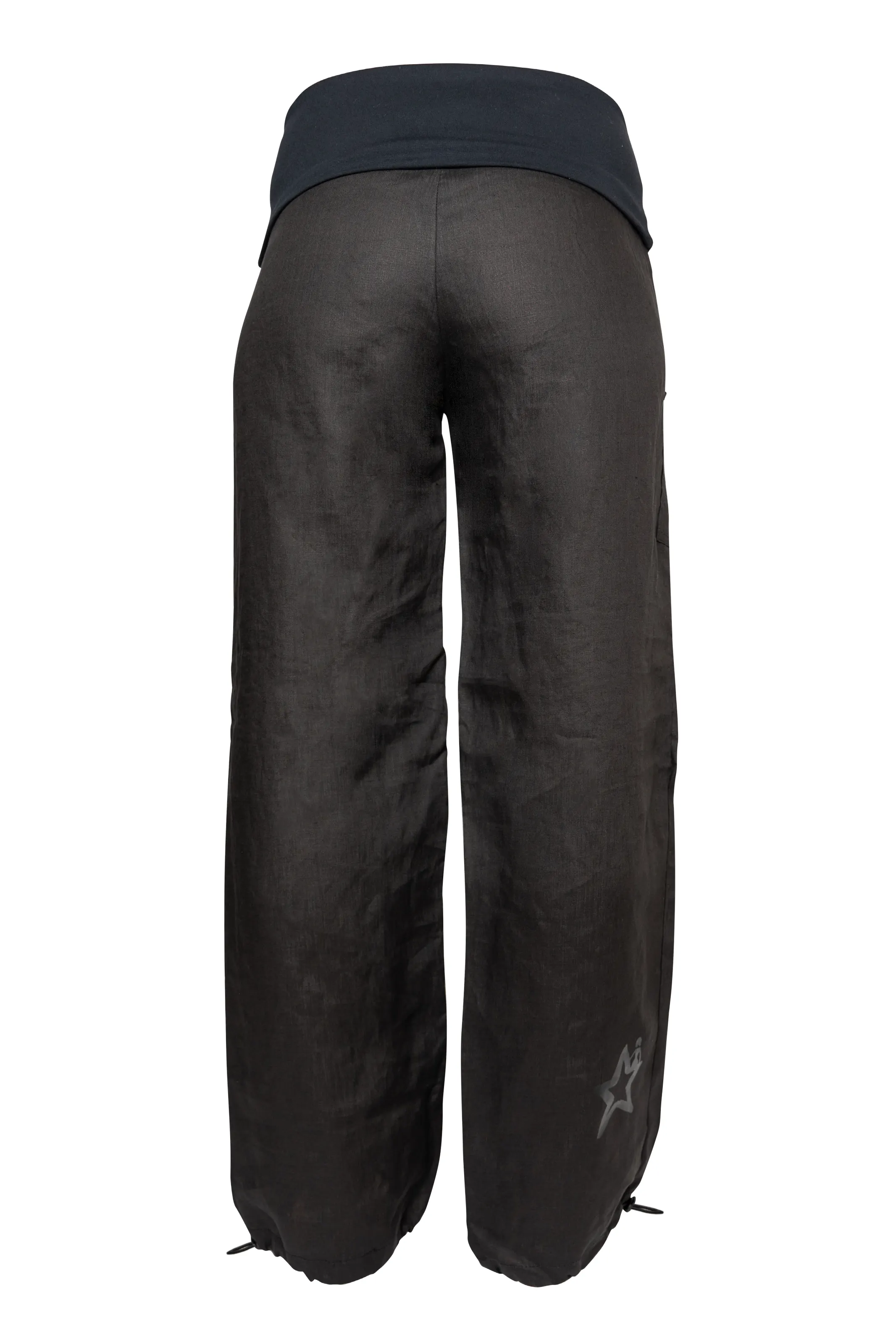 Pantalone in lino nero con fascia elastica in vita - donna - yoga - BALZEN Monvic