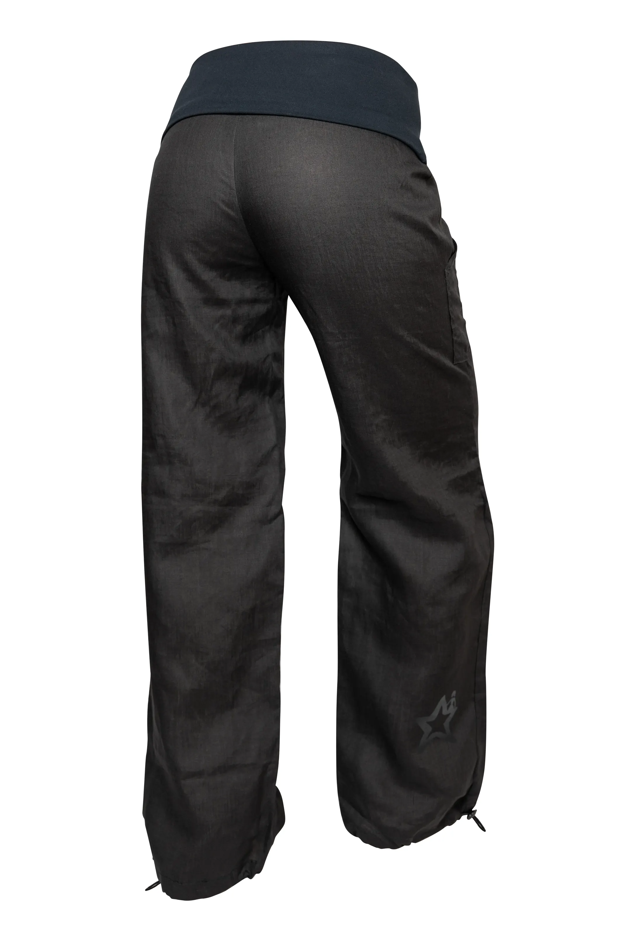 Pantalone in lino nero con fascia elastica in vita - donna - yoga - BALZEN Monvic
