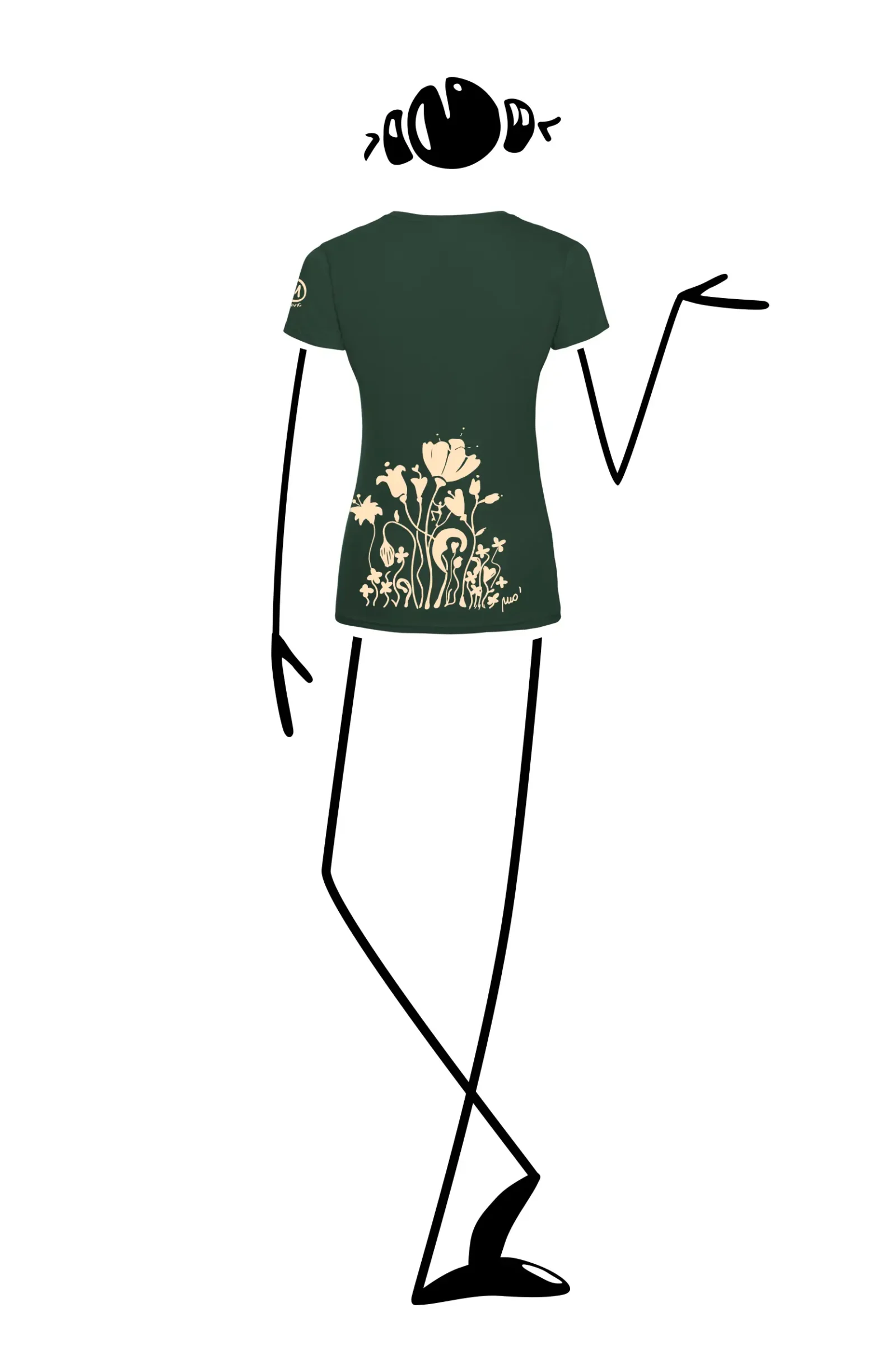 Women's climbing t-shirt - forest green cotton - "Forest" SHARON MONVIC