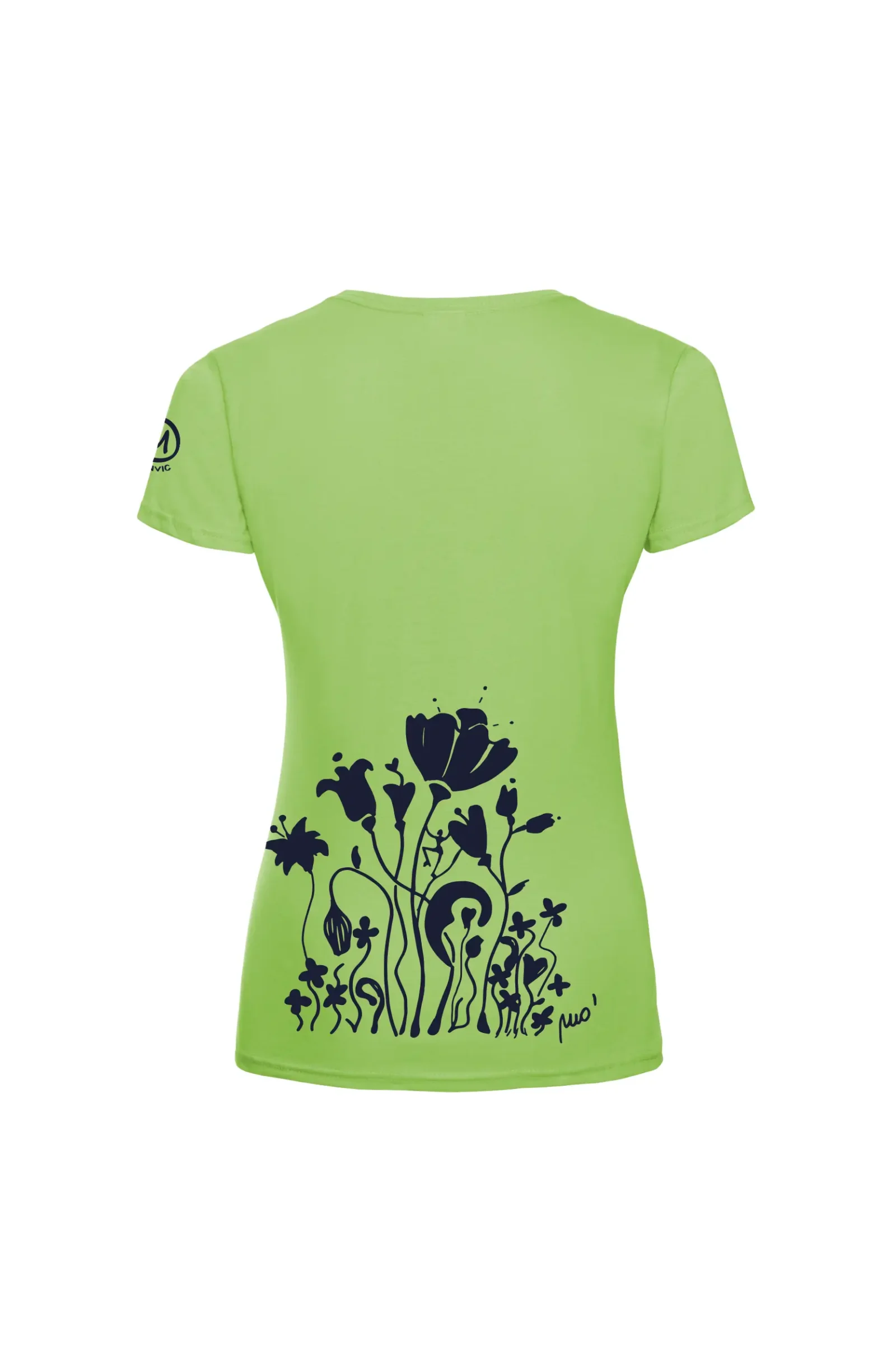 Women's climbing t-shirt - lime green cotton - "Forest" graphics - SHARON by MONVIC