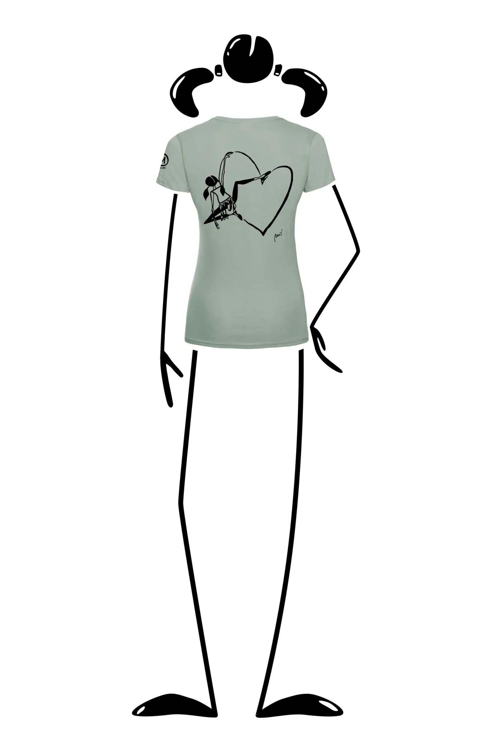 T-shirt escalade femme - coton bio vert sauge - "Out" SHARON ORGANIC by MONVIC