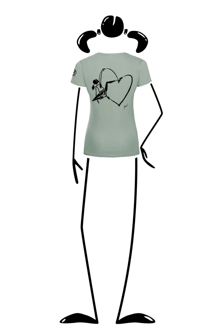 Women's climbing t-shirt - sage green organic cotton - "Out" SHARON ORGANIC by MONVIC