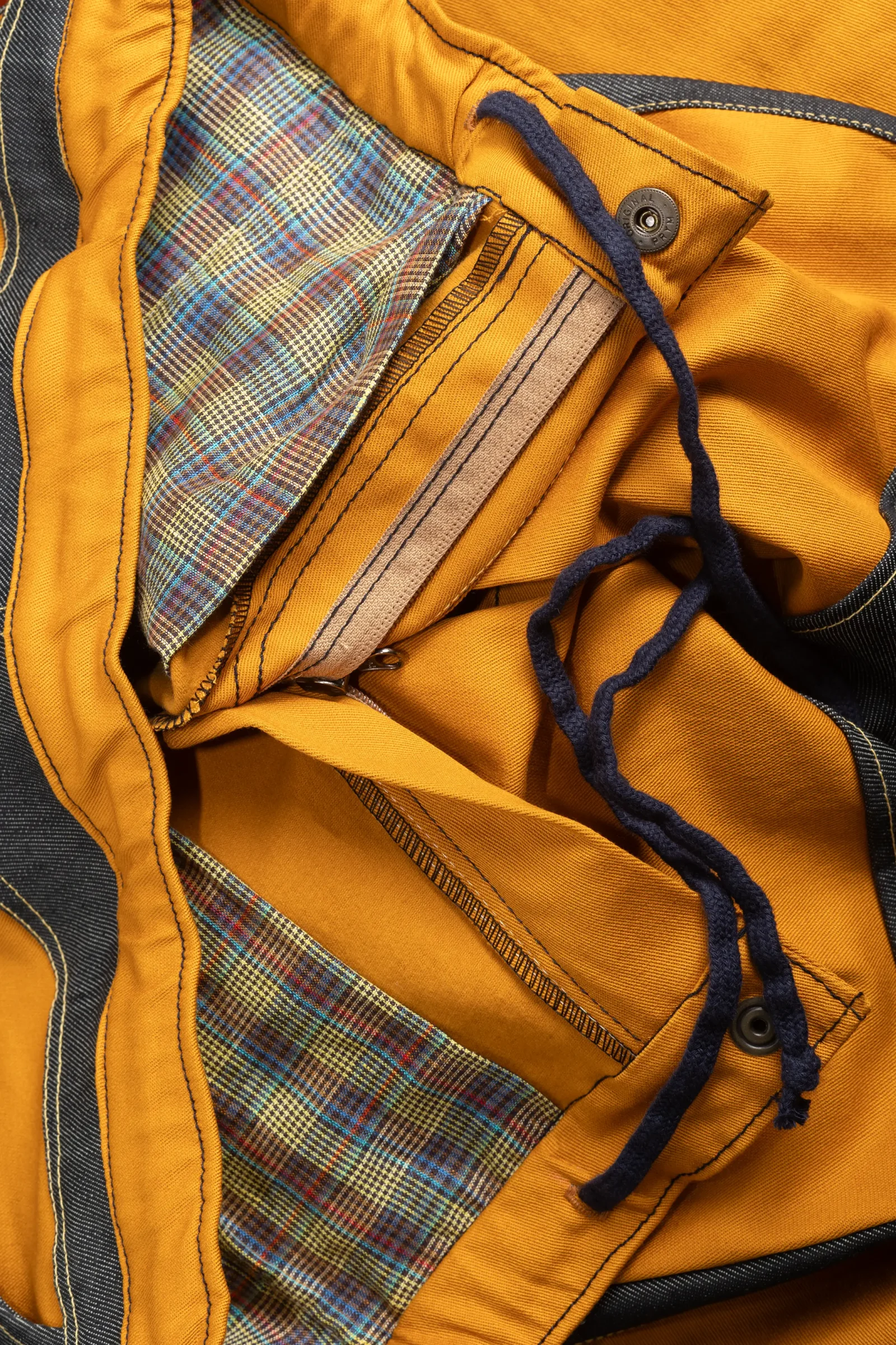 pantalone robusto da arrampicata uomo denim e giallo CLYDE PRO MONVIC dettaglio