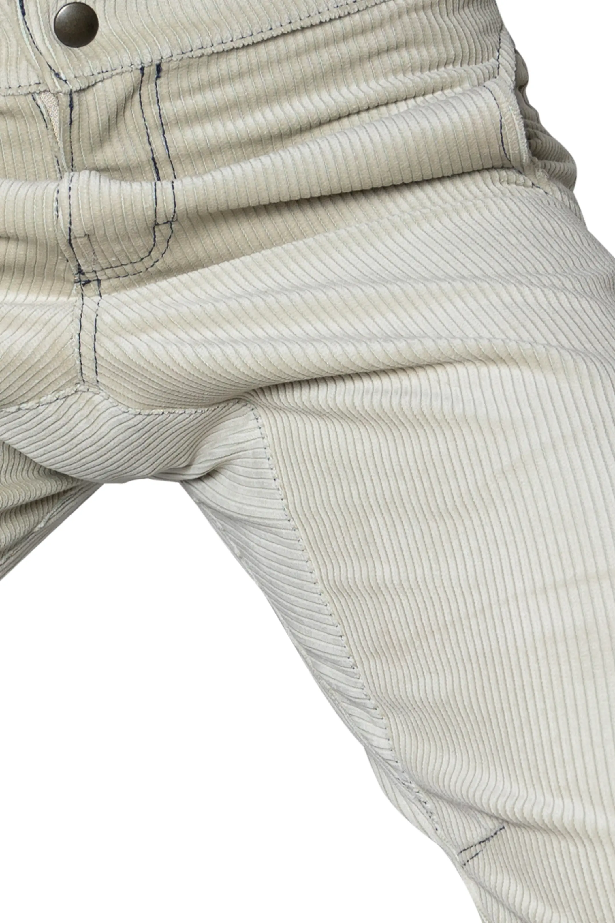 Men's medium rib beige velvet trousers - CLYDE VELVET Monvic