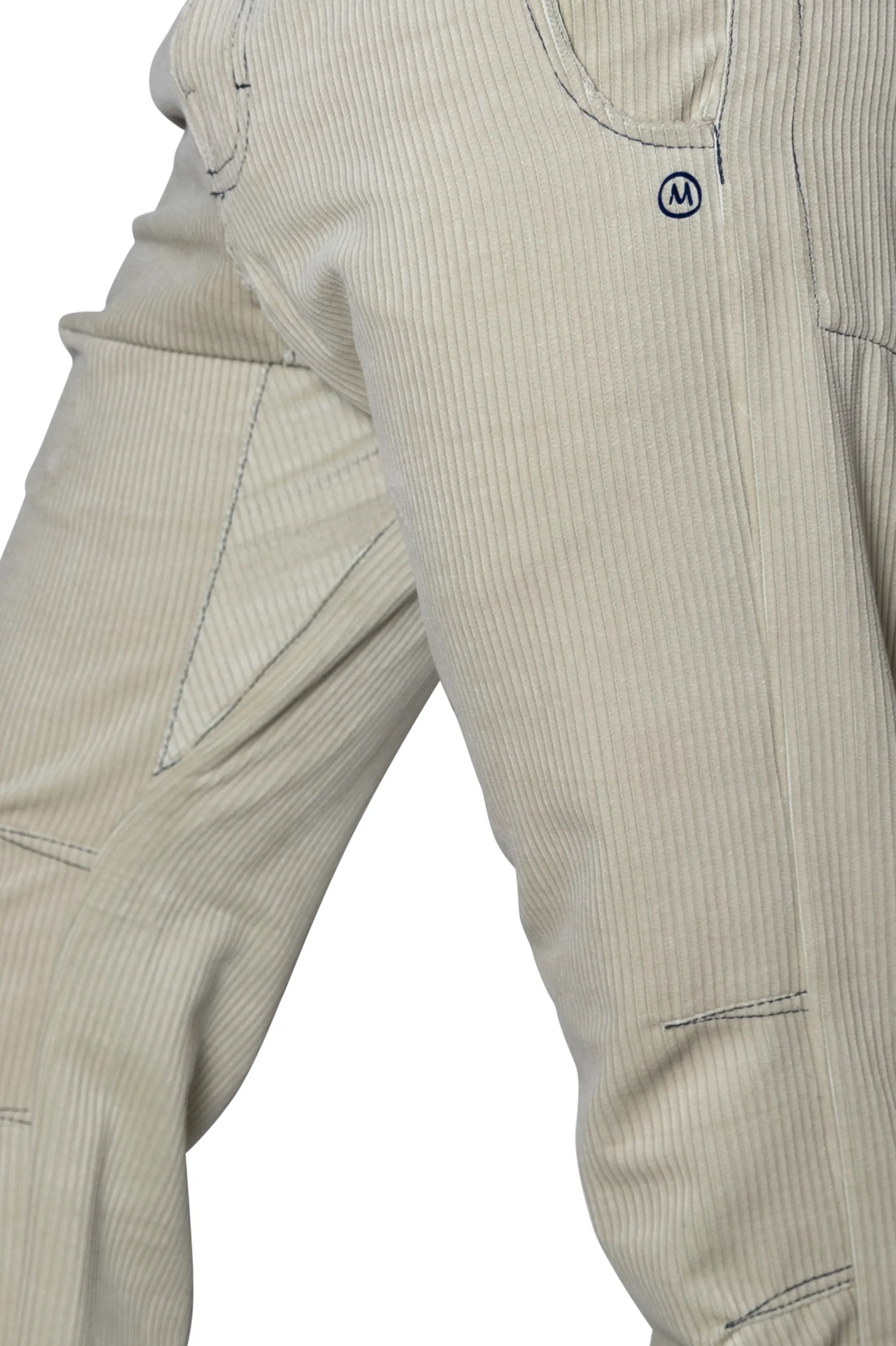 Men's medium rib beige velvet trousers - CLYDE VELVET Monvic