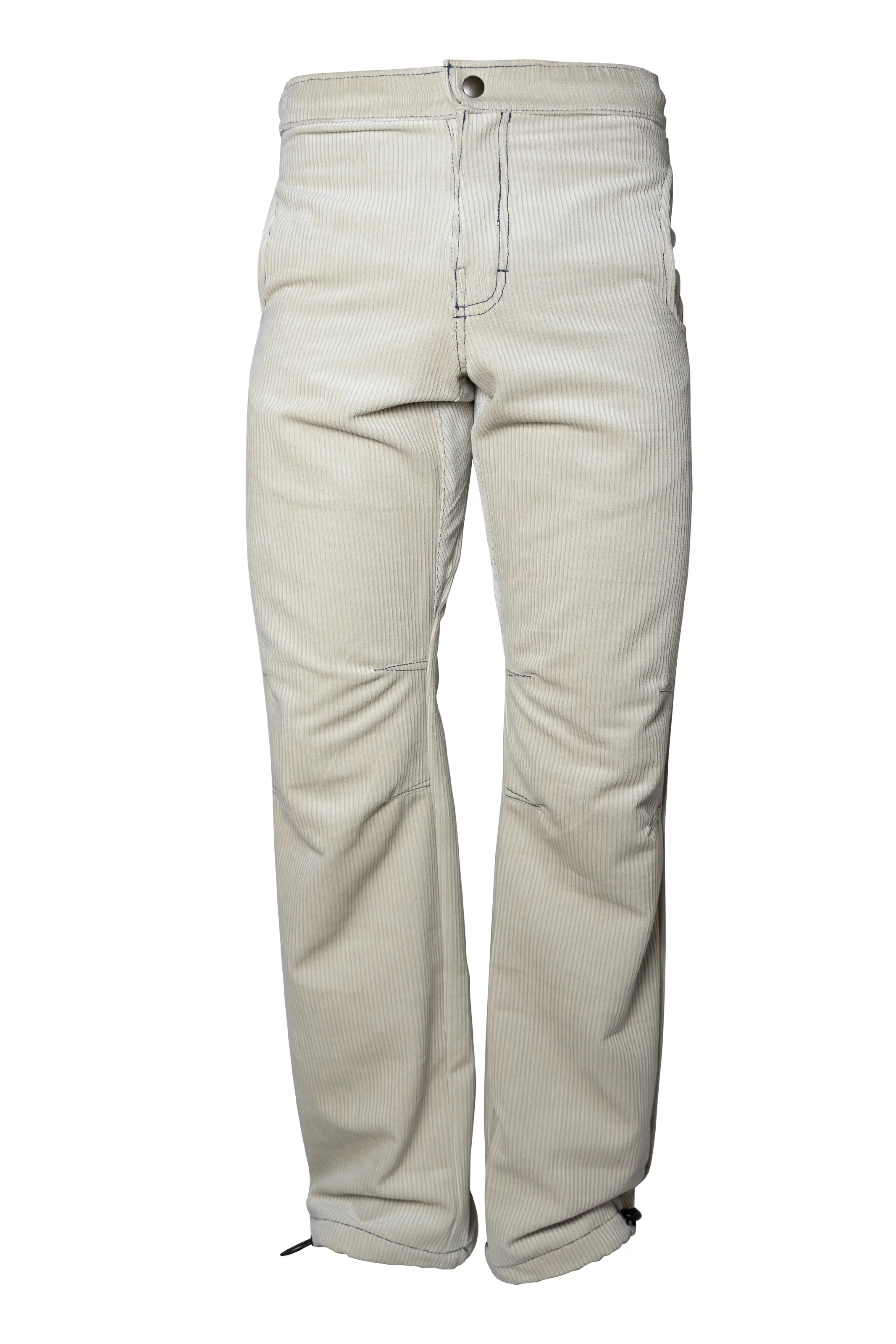 Men's medium rib beige velvet trousers - CLYDE VELVET Monvic