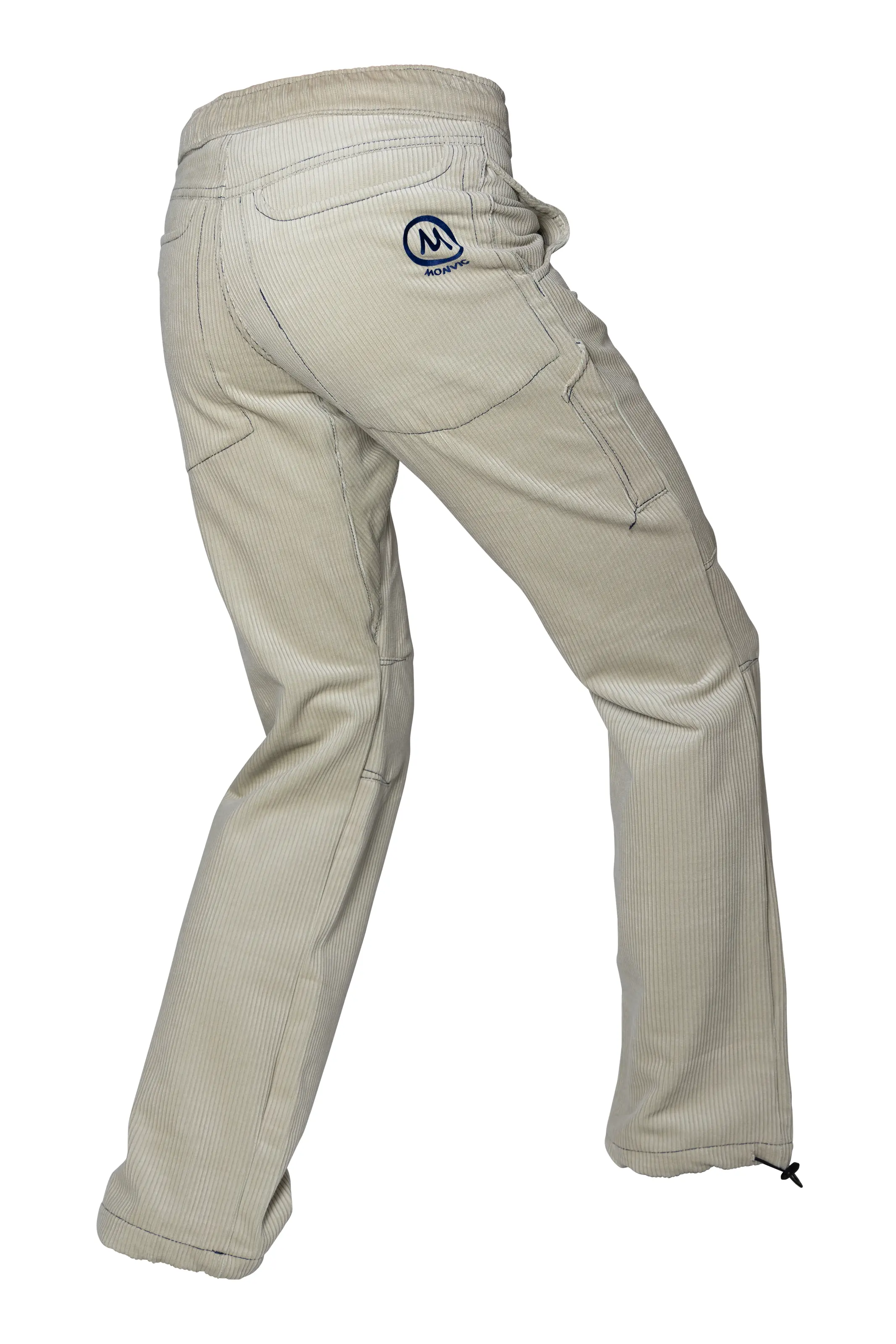 Men's medium rib beige velvet trousers - CLYDE VELVET Monvic