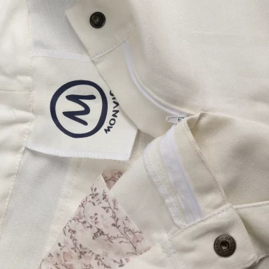 Women's climbing shorts in white linen STEFFY MONVIC