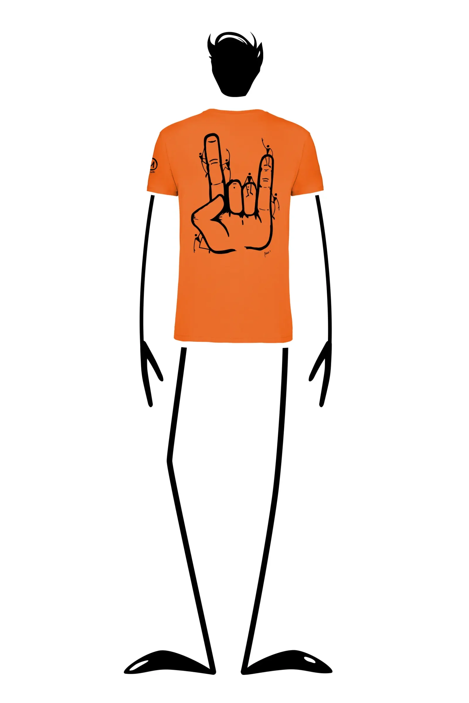 T-shirt d'escalade homme - coton orange - graphisme "Tiè" - HASH MONVIC