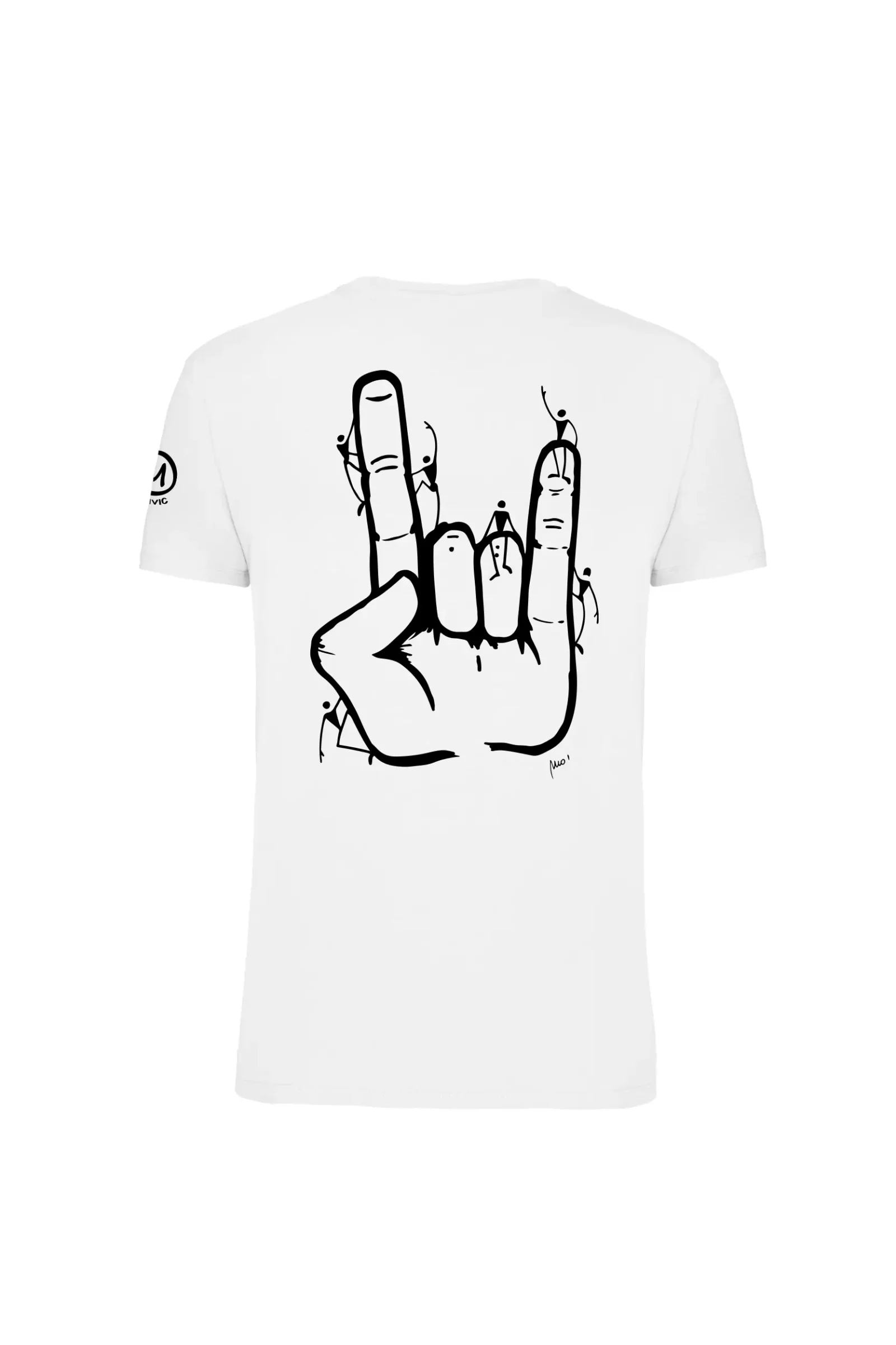 T-shirt arrampicata uomo - cotone bianco - "Tiè" corna - HASH MONVIC