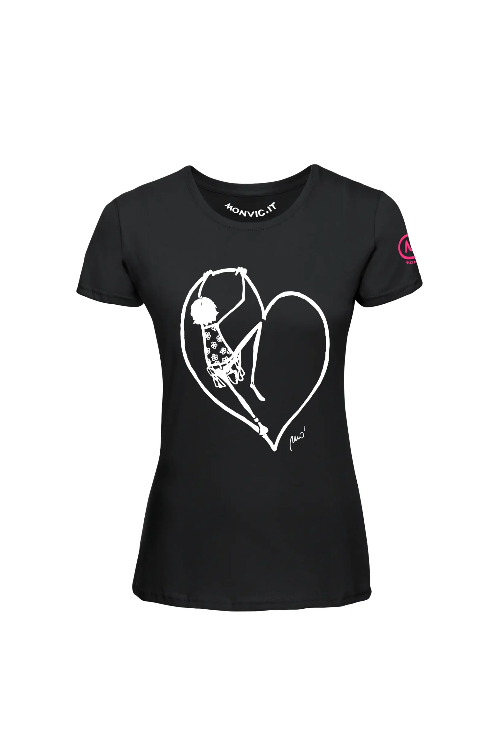 T-shirt arrampicata donna - cotone nero - "Pina" - SHARON by MONVIC