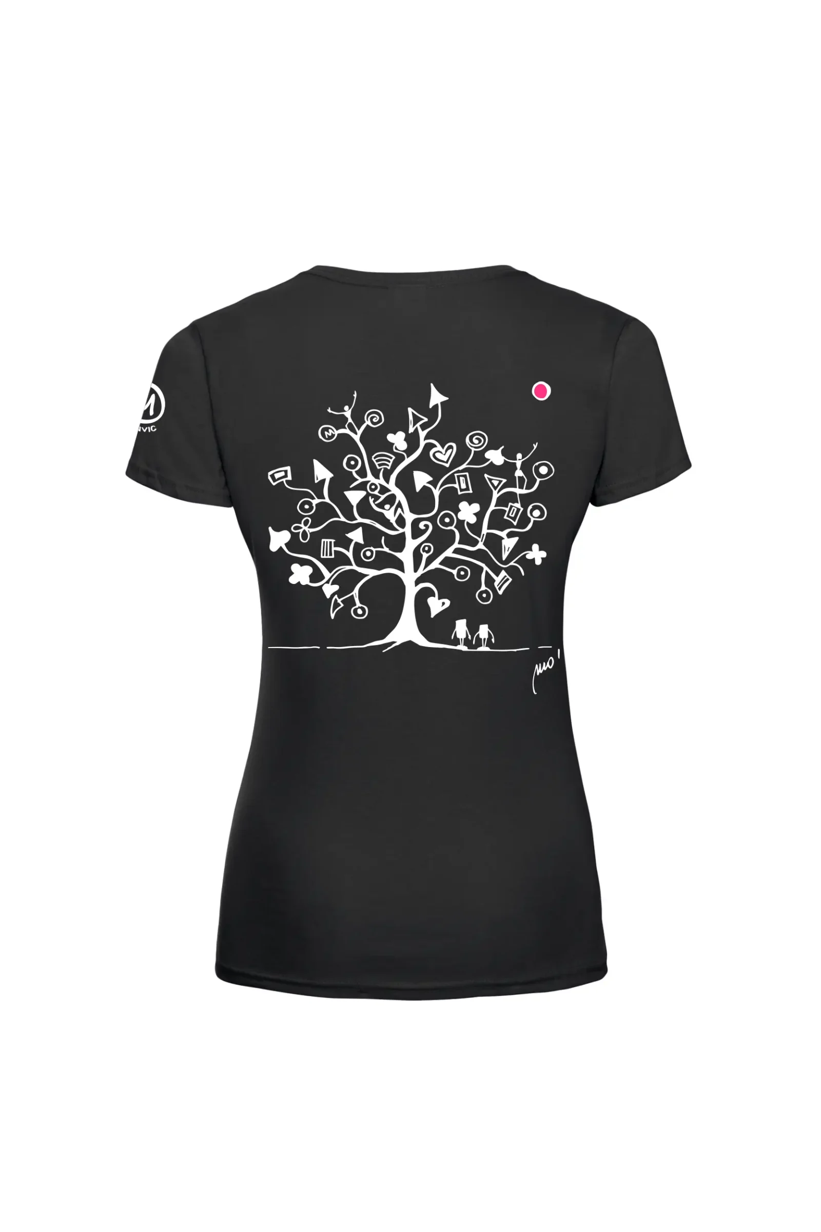 T-shirt arrampicata donna - cotone nero - "Magic Tree" SHARON MONVIC